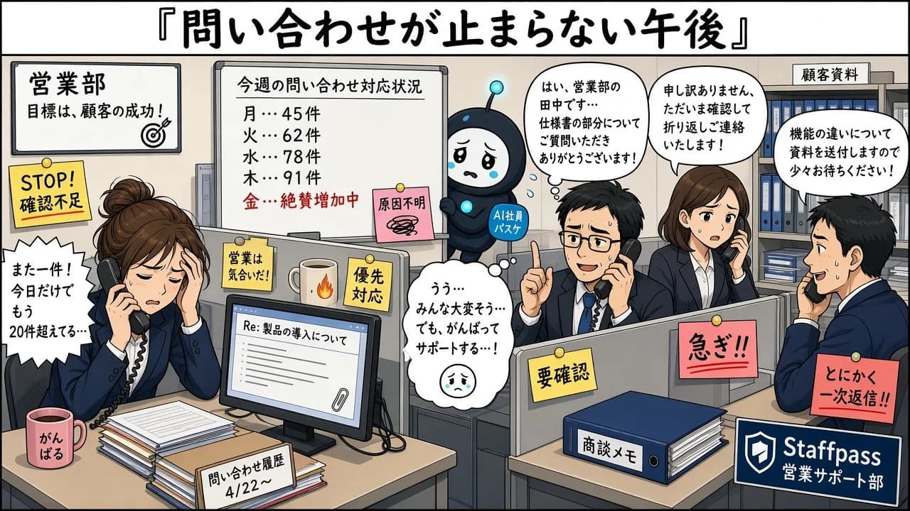 問い合わせが止まらない午後