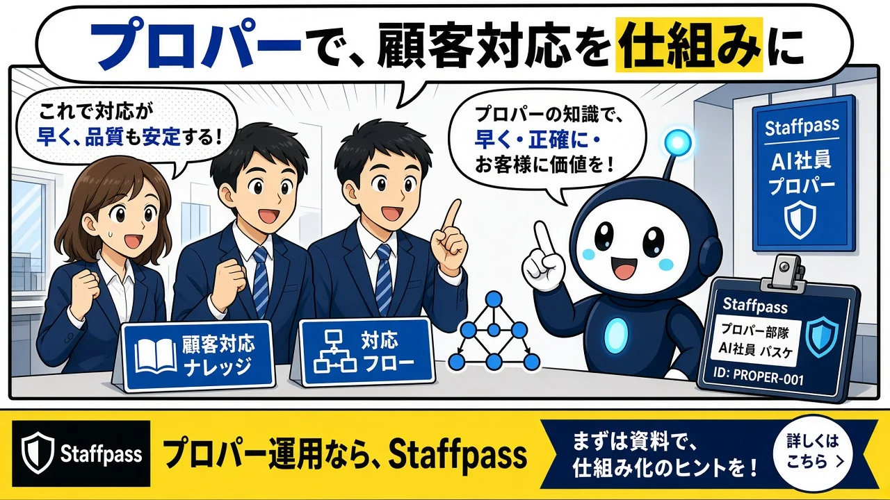 プロパーで、顧客対応を仕組みに
